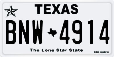TX license plate BNW4914