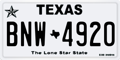 TX license plate BNW4920