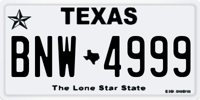 TX license plate BNW4999