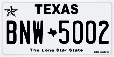 TX license plate BNW5002