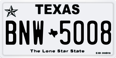 TX license plate BNW5008