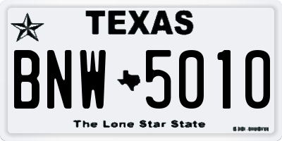 TX license plate BNW5010