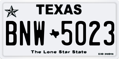 TX license plate BNW5023