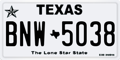 TX license plate BNW5038