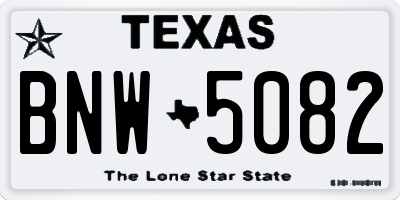 TX license plate BNW5082