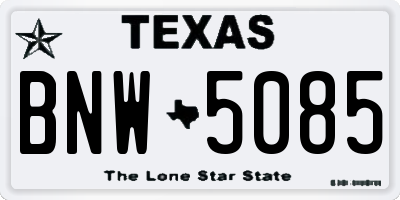 TX license plate BNW5085