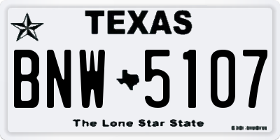 TX license plate BNW5107