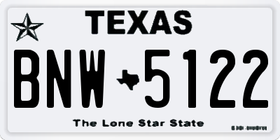 TX license plate BNW5122