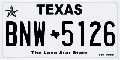 TX license plate BNW5126