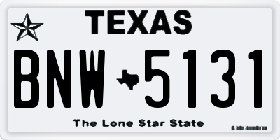 TX license plate BNW5131
