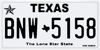 TX license plate BNW5158
