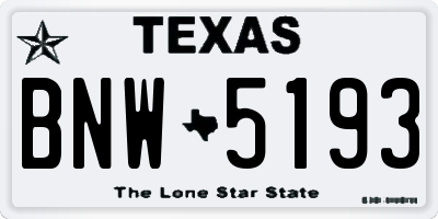 TX license plate BNW5193