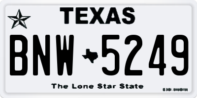 TX license plate BNW5249