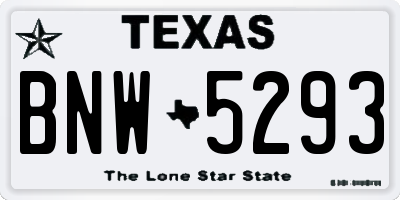 TX license plate BNW5293