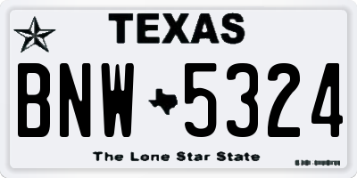 TX license plate BNW5324