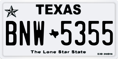 TX license plate BNW5355