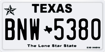 TX license plate BNW5380