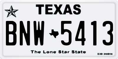 TX license plate BNW5413