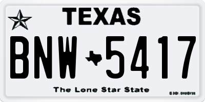 TX license plate BNW5417