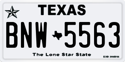 TX license plate BNW5563