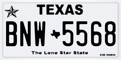 TX license plate BNW5568