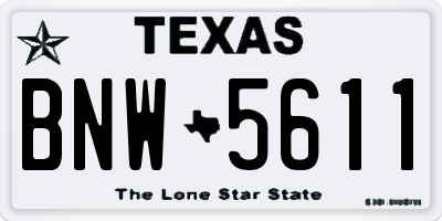 TX license plate BNW5611