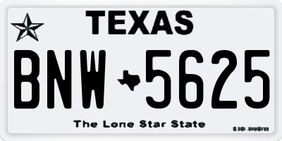 TX license plate BNW5625
