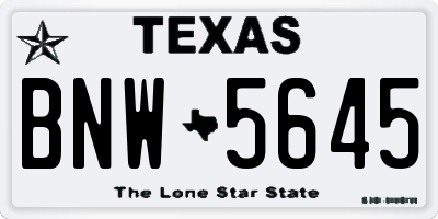 TX license plate BNW5645