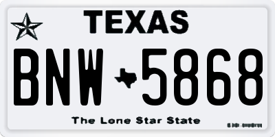 TX license plate BNW5868