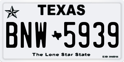 TX license plate BNW5939