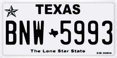 TX license plate BNW5993