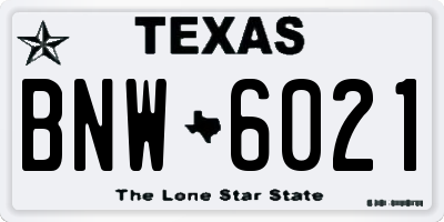 TX license plate BNW6021