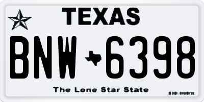 TX license plate BNW6398