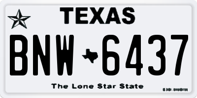 TX license plate BNW6437