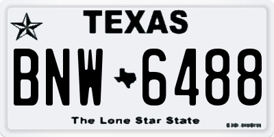 TX license plate BNW6488