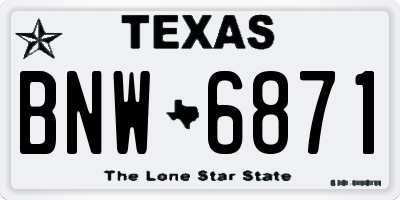 TX license plate BNW6871
