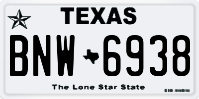 TX license plate BNW6938