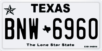 TX license plate BNW6960