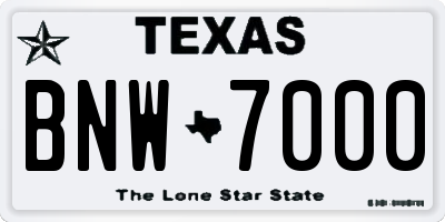 TX license plate BNW7000