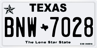 TX license plate BNW7028