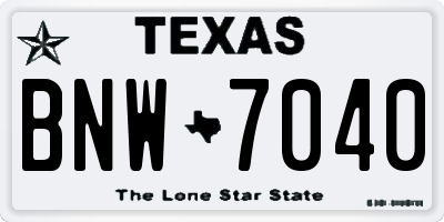 TX license plate BNW7040