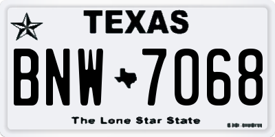 TX license plate BNW7068