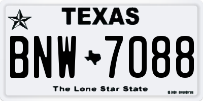 TX license plate BNW7088