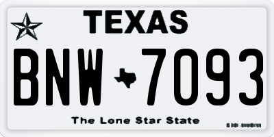 TX license plate BNW7093
