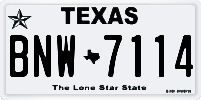TX license plate BNW7114