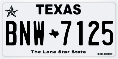 TX license plate BNW7125