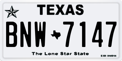 TX license plate BNW7147