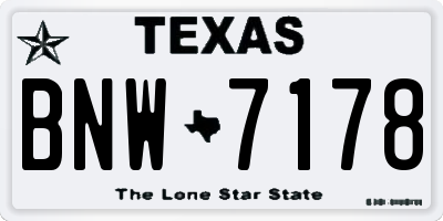TX license plate BNW7178