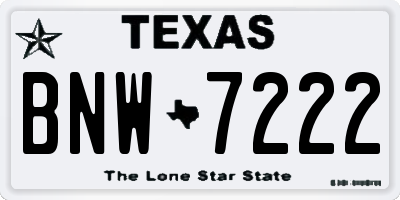 TX license plate BNW7222