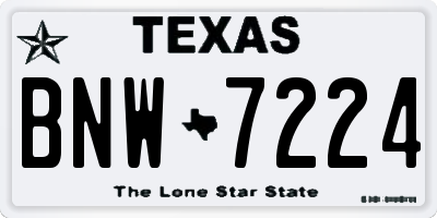 TX license plate BNW7224